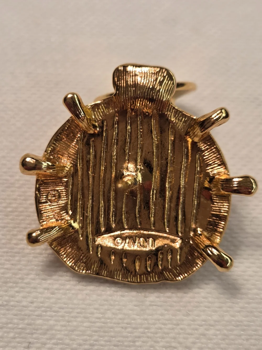 AVON Gold-Tone Ladybug Brooch with Red Crystal Spots - Picture 3 of 5